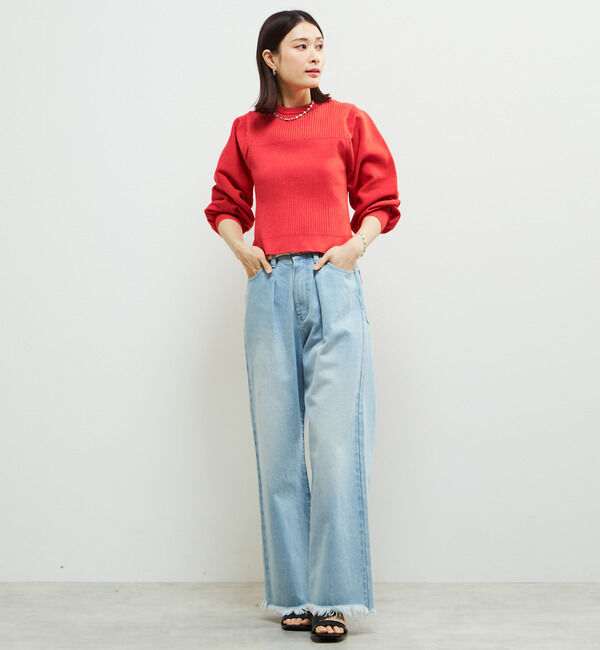 Soffitto「タックセミワイドデニムパンツ」|デニム|