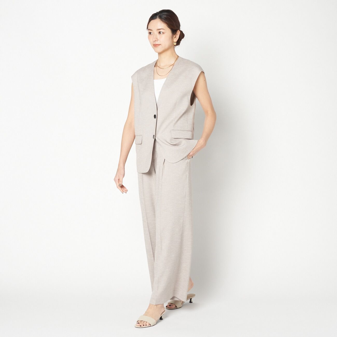 HELIOPOLE「HELIOPOLE FAUX LINEN STRAIGHT PANTS」|チノ|