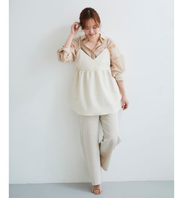 le.coeur blanc「《手洗い可能》ふくれジャガードキャミブラウス」|シャツ・ブラウス|
