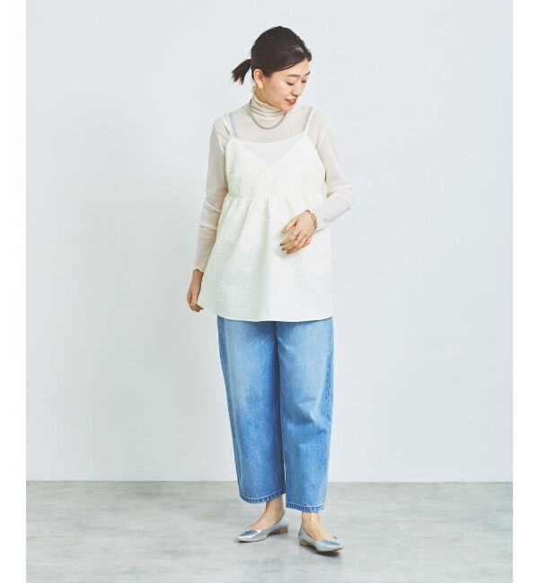 le.coeur blanc「《手洗い可能》ふくれジャガードキャミブラウス」|シャツ・ブラウス|