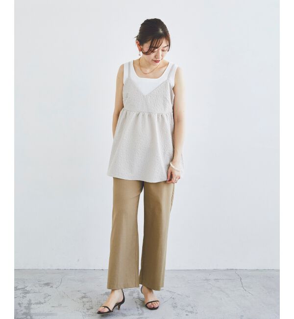 le.coeur blanc「《手洗い可能》ふくれジャガードキャミブラウス」|シャツ・ブラウス|