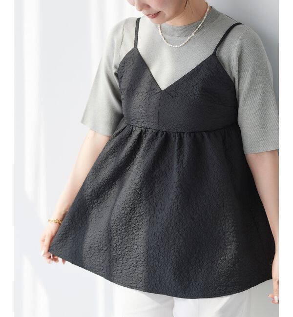 le.coeur blanc「《手洗い可能》ふくれジャガードキャミブラウス」|シャツ・ブラウス|