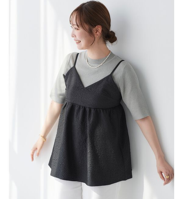 le.coeur blanc「《手洗い可能》ふくれジャガードキャミブラウス」|シャツ・ブラウス|