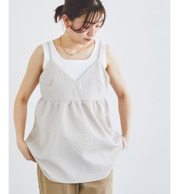 le.coeur blanc「《手洗い可能》ふくれジャガードキャミブラウス」|シャツ・ブラウス|ｸﾞﾚｰｼﾞｭ