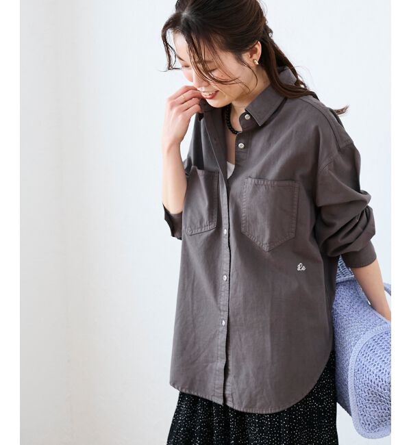  「エンブロイダリーカラーオーバーシャツ」|シャツ・ブラウス|D／グレー