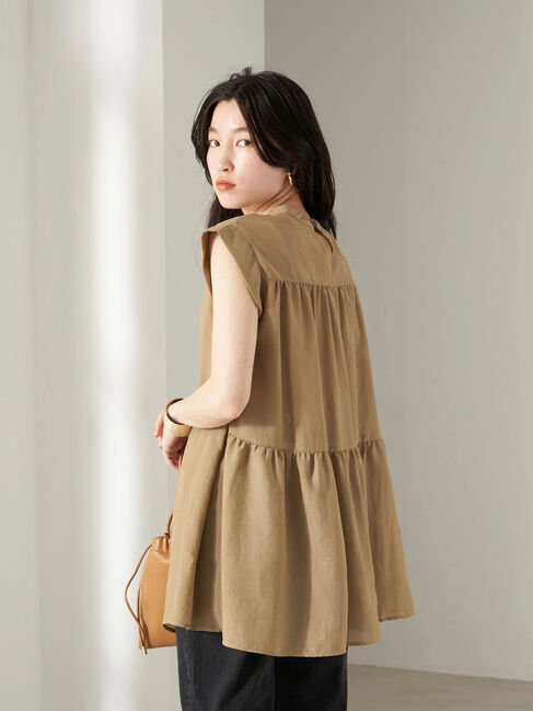 earth music&ecology「フロントタックブラウス」|シャツ・ブラウス|モカ