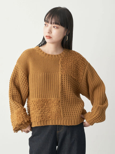 earth music&ecology「バルキーパッチワークニット」|ニット・セーター|