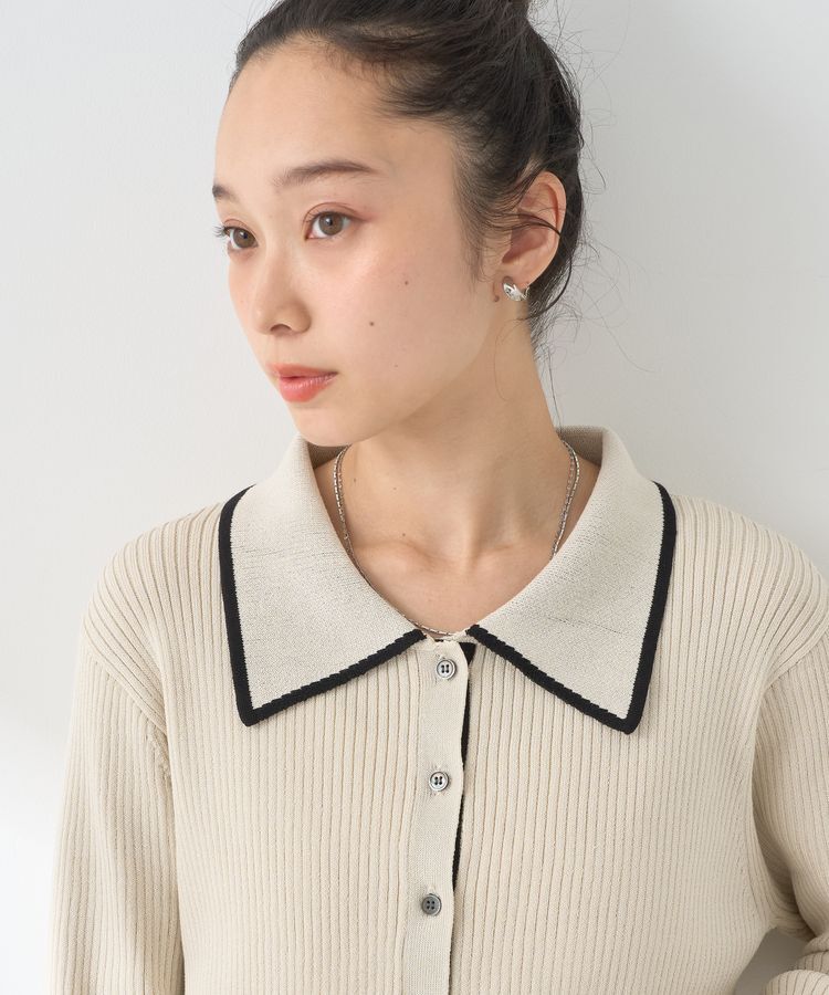 earth music&ecology「バイカラートリムニットカーディガン」|カーディガン|