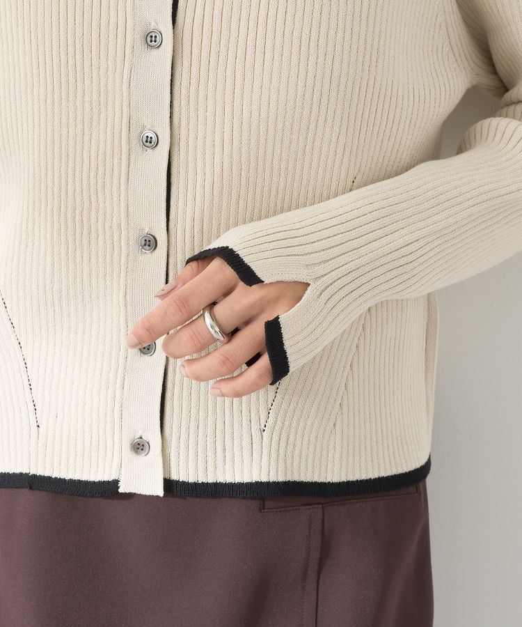 earth music&ecology「バイカラートリムニットカーディガン」|カーディガン|