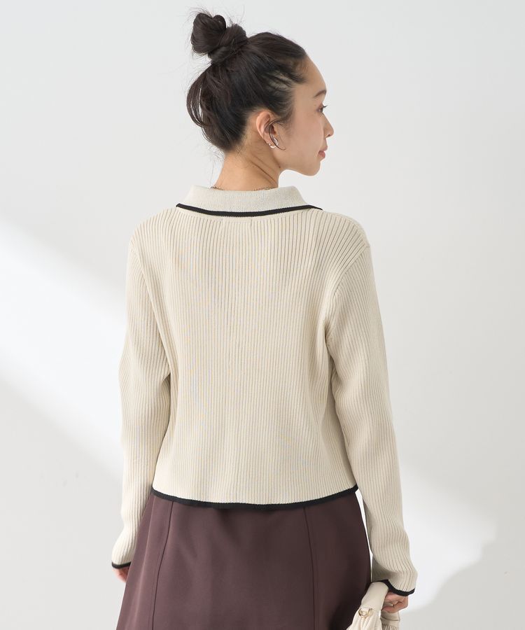 earth music&ecology「バイカラートリムニットカーディガン」|カーディガン|