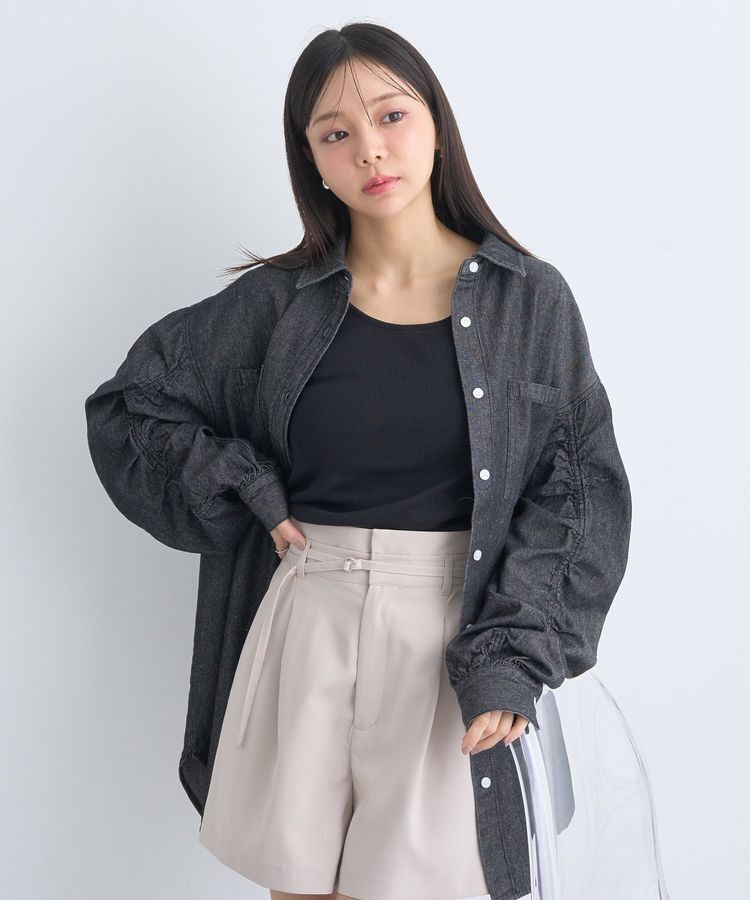 earth music&ecology「シャーリングスリーブデニムシャツ」|シャツ・ブラウス|