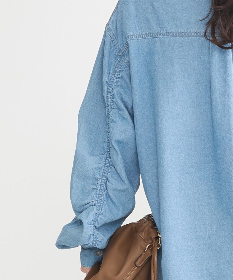 earth music&ecology「シャーリングスリーブデニムシャツ」|シャツ・ブラウス|