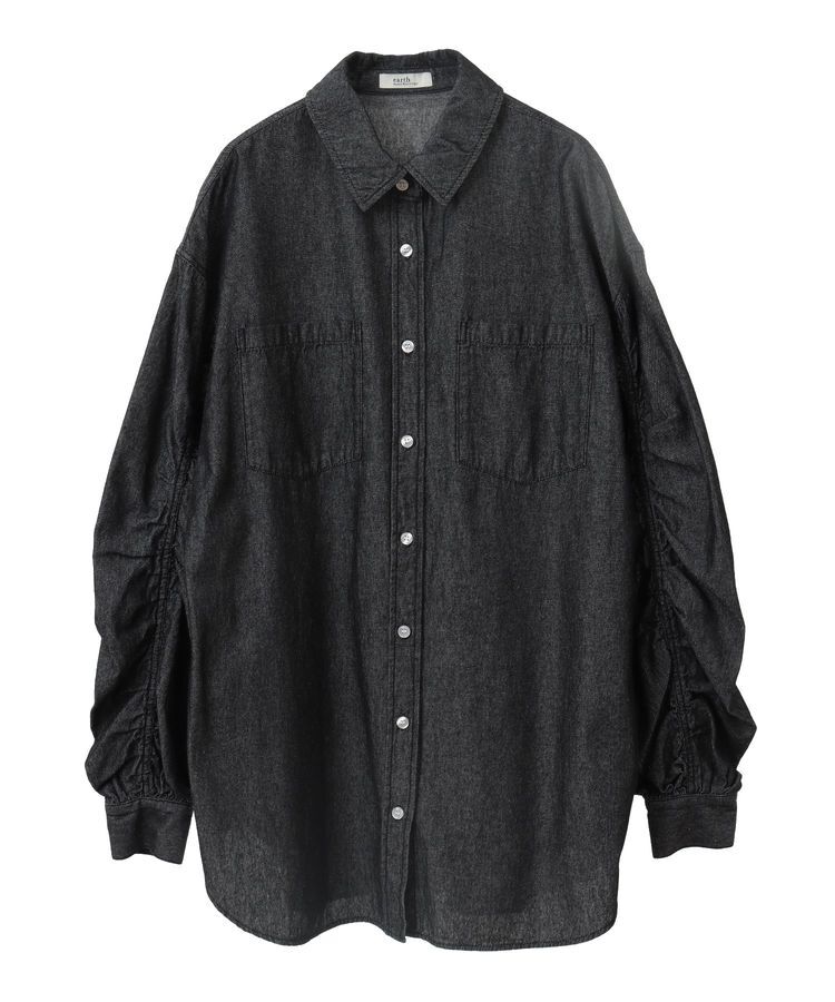 earth music&ecology「シャーリングスリーブデニムシャツ」|シャツ・ブラウス|