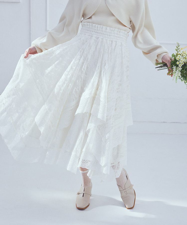 earth music&ecology「レースイレヘムスカート」|フレア|