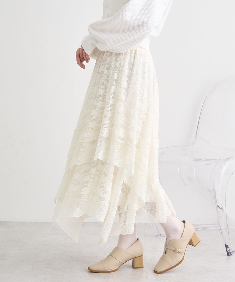 earth music&ecology「レースイレヘムスカート」|フレア|