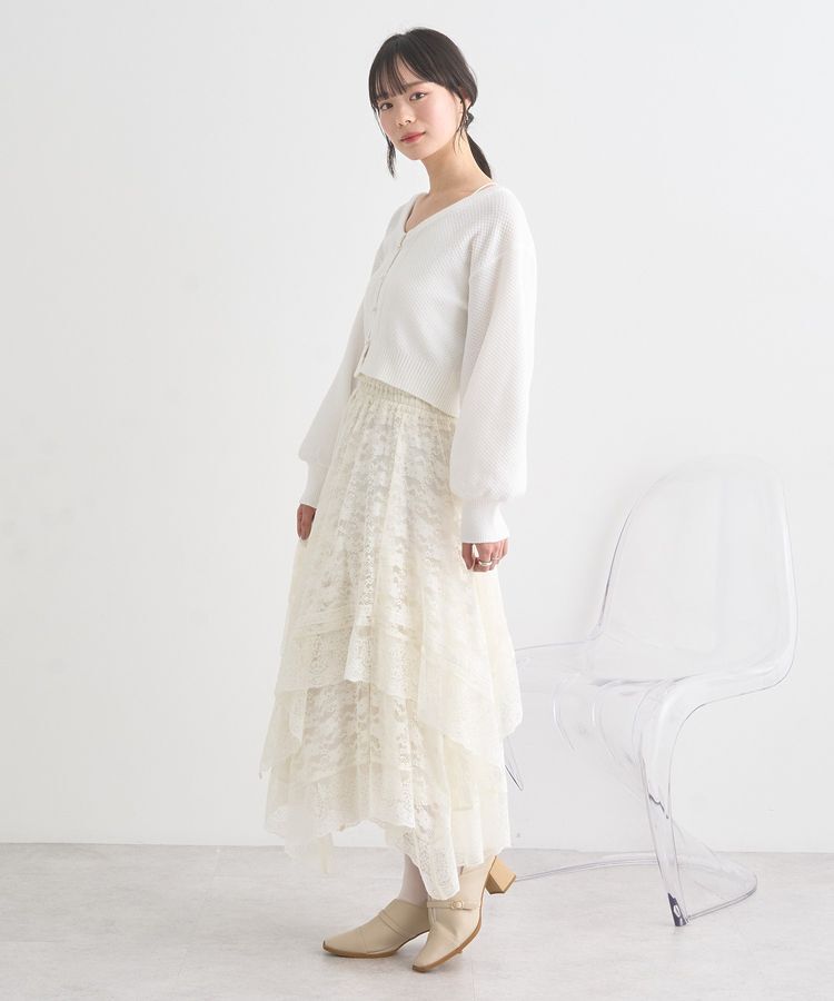earth music&ecology「レースイレヘムスカート」|フレア|