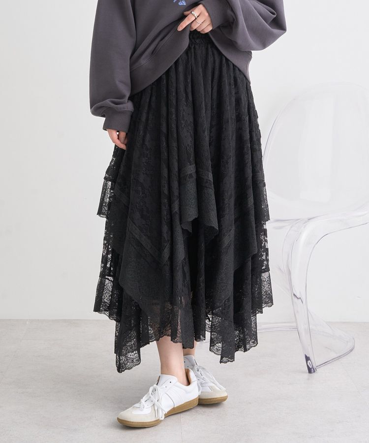 earth music&ecology「レースイレヘムスカート」|フレア|