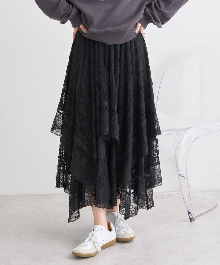 earth music&ecology「レースイレヘムスカート」|フレア|