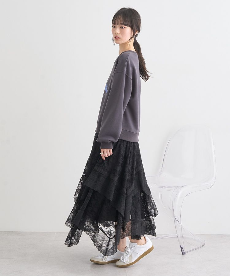 earth music&ecology「レースイレヘムスカート」|フレア|