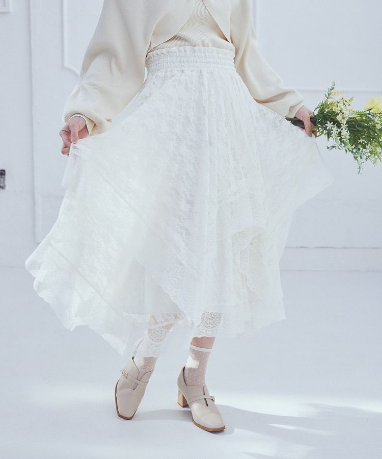 earth music&ecology「レースイレヘムスカート」|フレア|
