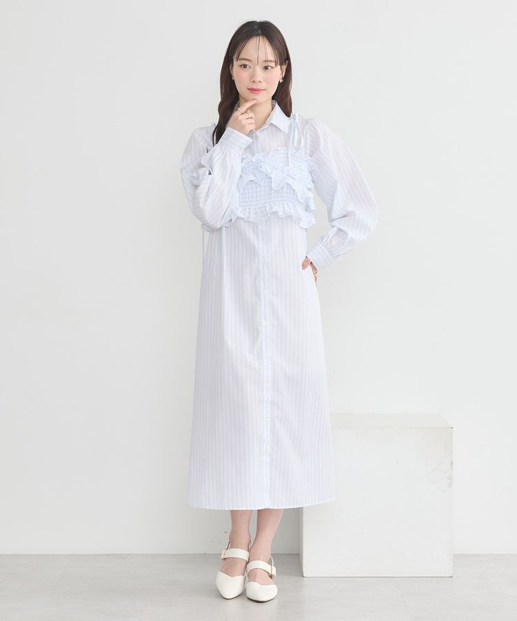 earth music&ecology「SET2点シャーリングビスチェ+シャツワンピース」|ワンピース|Off White