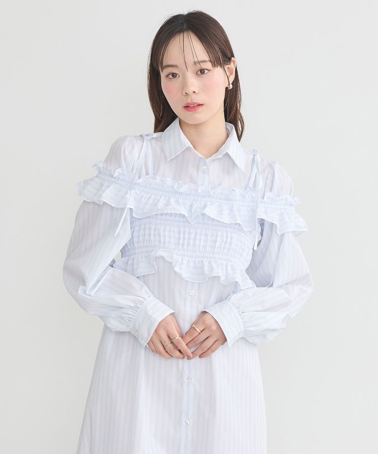 earth music&ecology「SET2点シャーリングビスチェ+シャツワンピース」|ワンピース|