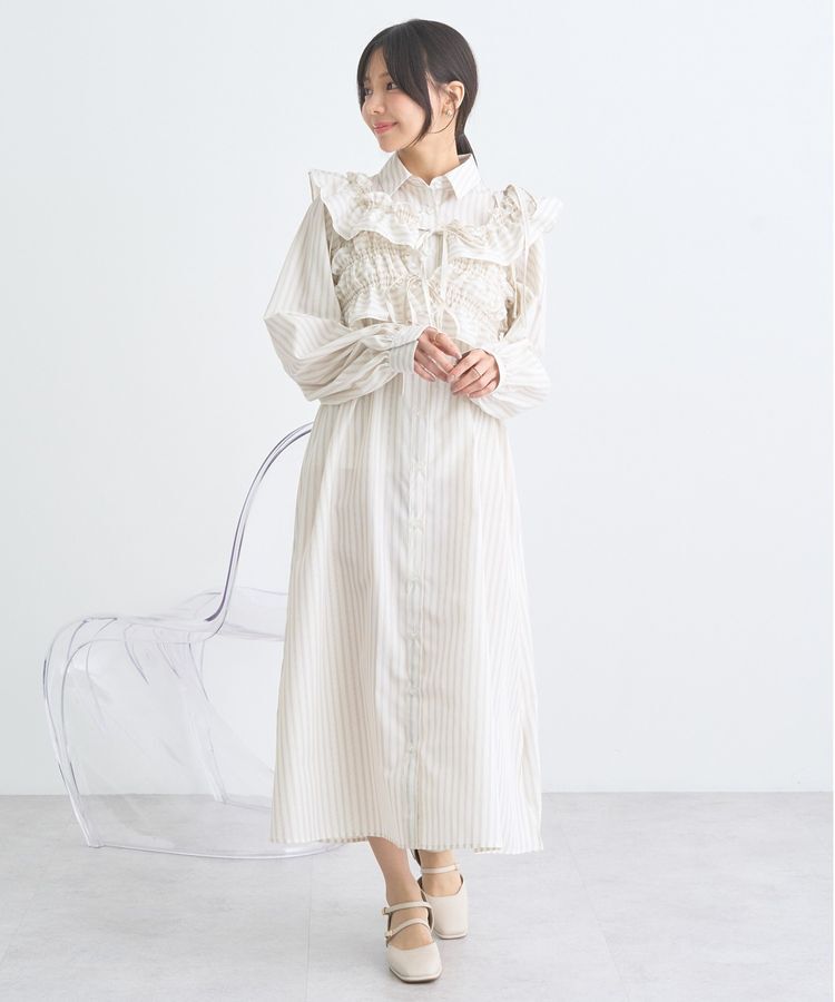 earth music&ecology「SET2点シャーリングビスチェ+シャツワンピース」|ワンピース|Yellow