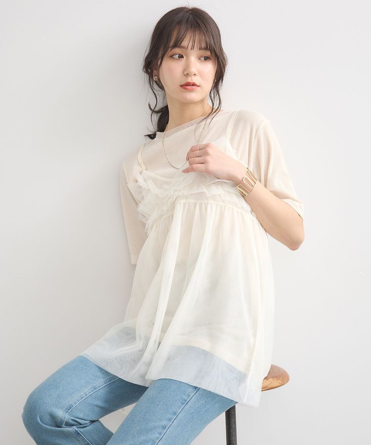 earth music&ecology「SET2点チュールビスチェ＋シアープルオーバー」|Tシャツ・カットソー|