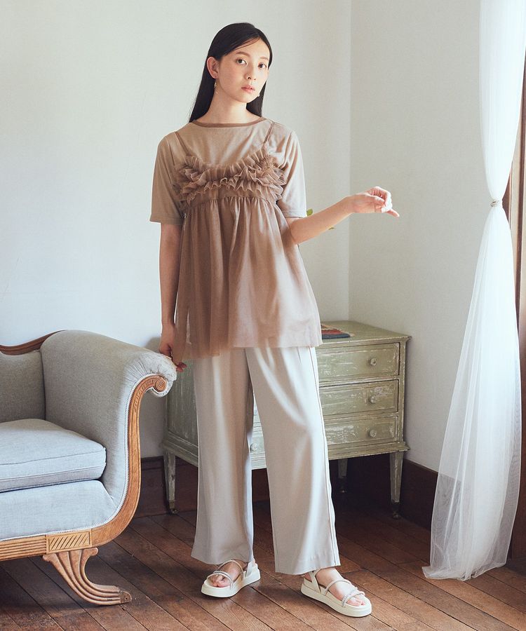 earth music&ecology「SET2点チュールビスチェ＋シアープルオーバー」|Tシャツ・カットソー|