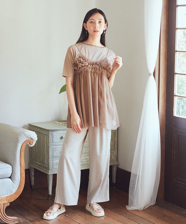 earth music&ecology「SET2点チュールビスチェ＋シアープルオーバー」|Tシャツ・カットソー|