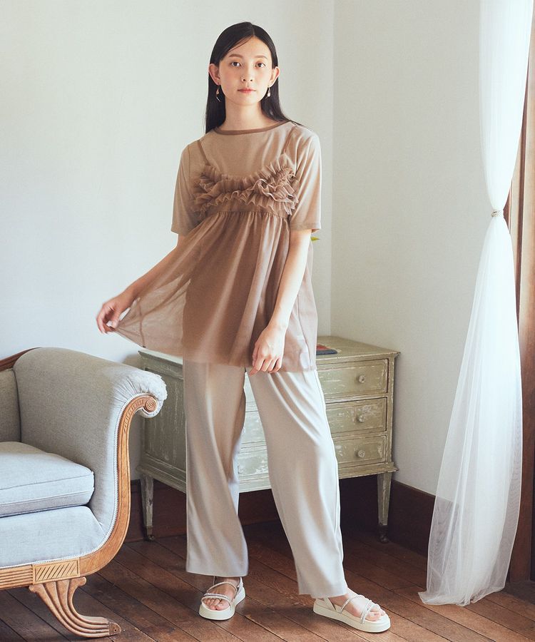 earth music&ecology「SET2点チュールビスチェ＋シアープルオーバー」|Tシャツ・カットソー|