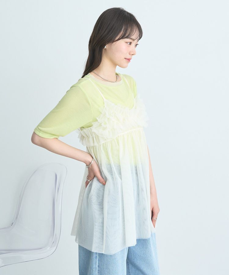 earth music&ecology「SET2点チュールビスチェ＋シアープルオーバー」|Tシャツ・カットソー|