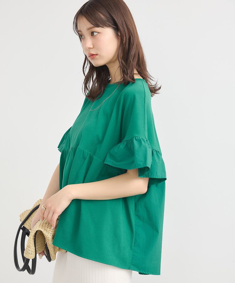 earth music&ecology「フリルドッキングポンチョT」|チュニック|