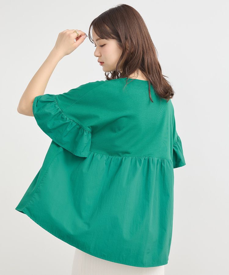 earth music&ecology「フリルドッキングポンチョT」|チュニック|