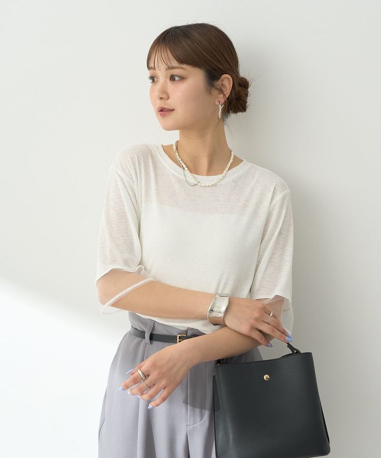 earth music&ecology「シアースリーブ半袖プルオーバー」|Tシャツ・カットソー|