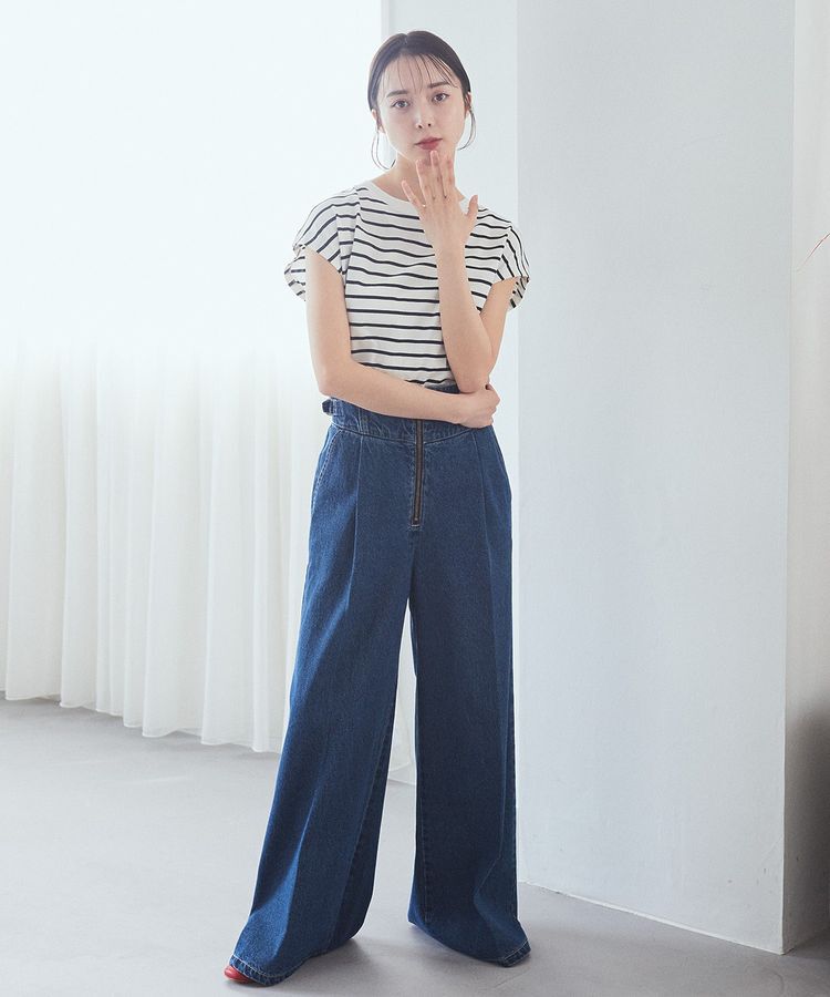 earth music&ecology「サイドベルトデニムパンツ」|デニム|