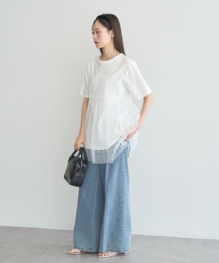 earth music&ecology「サイドベルトデニムパンツ」|デニム|