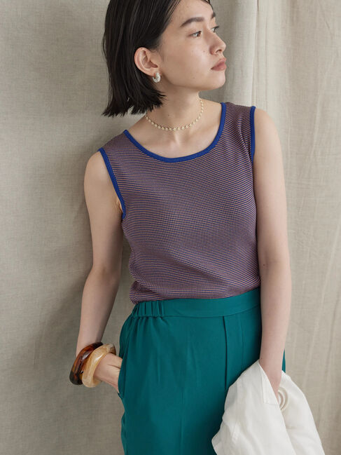  「2WAYニットボーダータンクトップ」|その他|ブルー