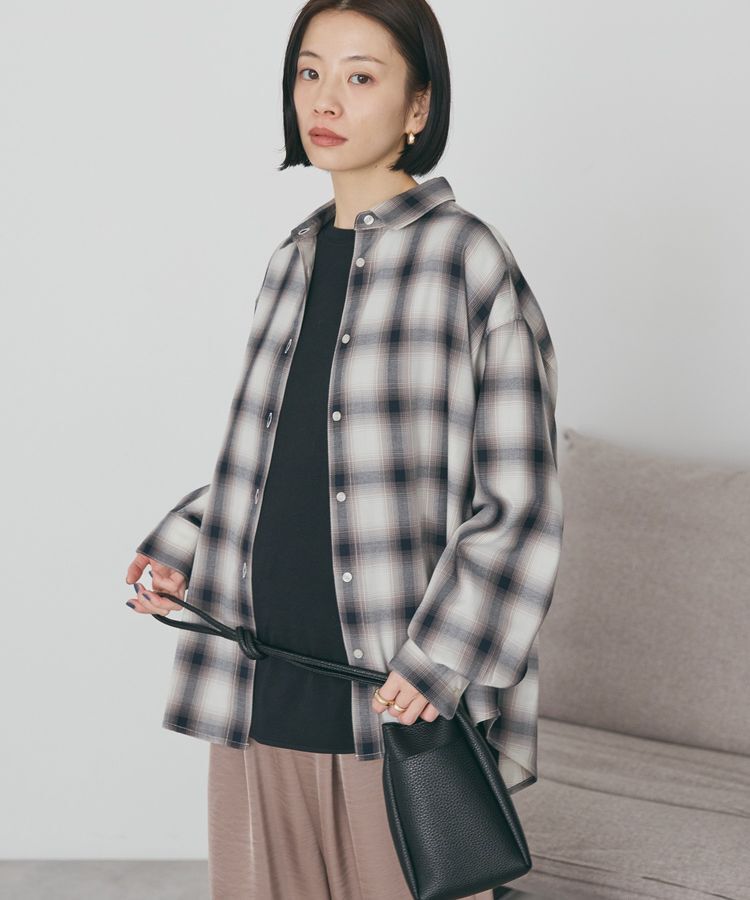 AMERICAN HOLIC「【イージーケア】チェックバックタックシャツ」|シャツ・ブラウス|Black