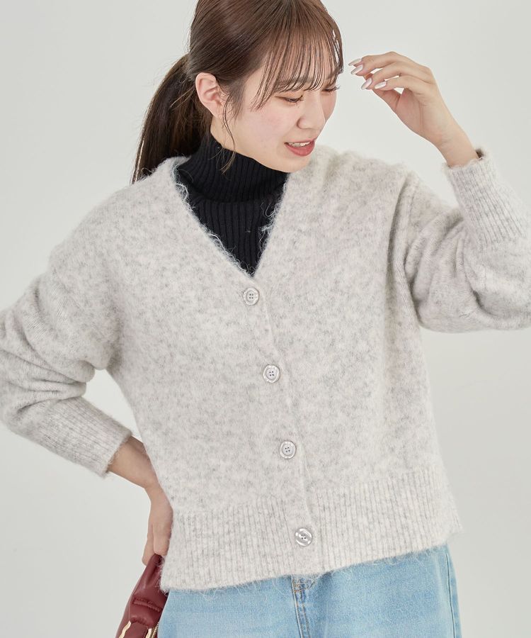 Green Parks「毛ふきシャギーVネックカーディガン」|カーディガン|