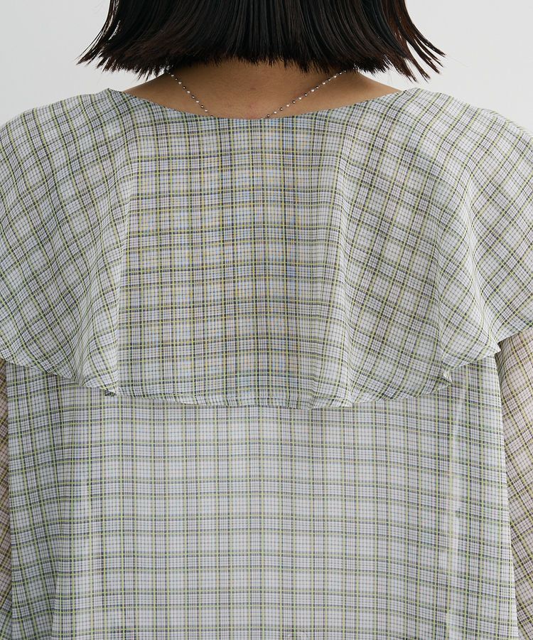 armonia「チェックシアーフリルブラウス」|シャツ・ブラウス|