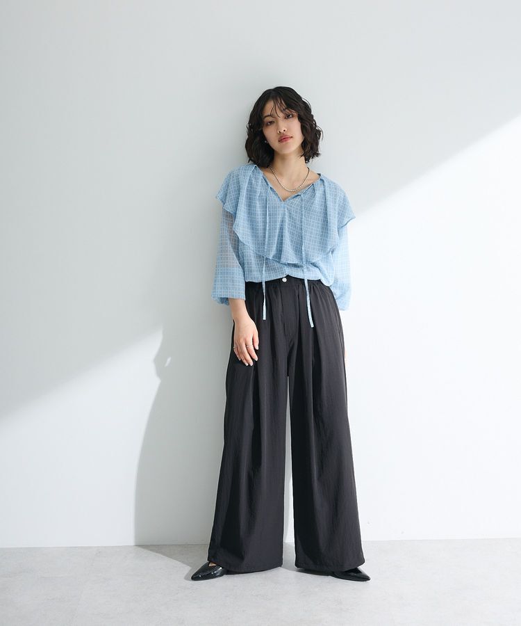 armonia「チェックシアーフリルブラウス」|シャツ・ブラウス|
