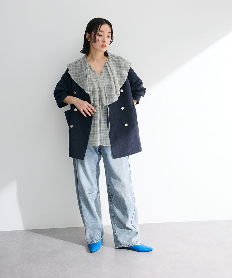 armonia「チェックシアーフリルブラウス」|シャツ・ブラウス|