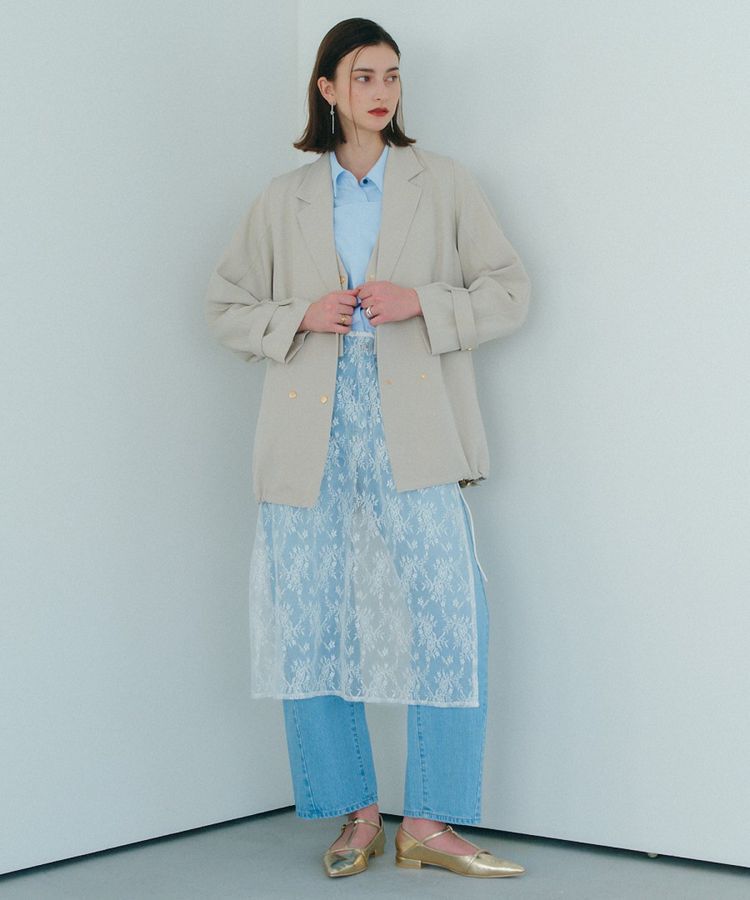 YECCA VECCA「サイドリボンレースレイヤードスカート」|スカート|