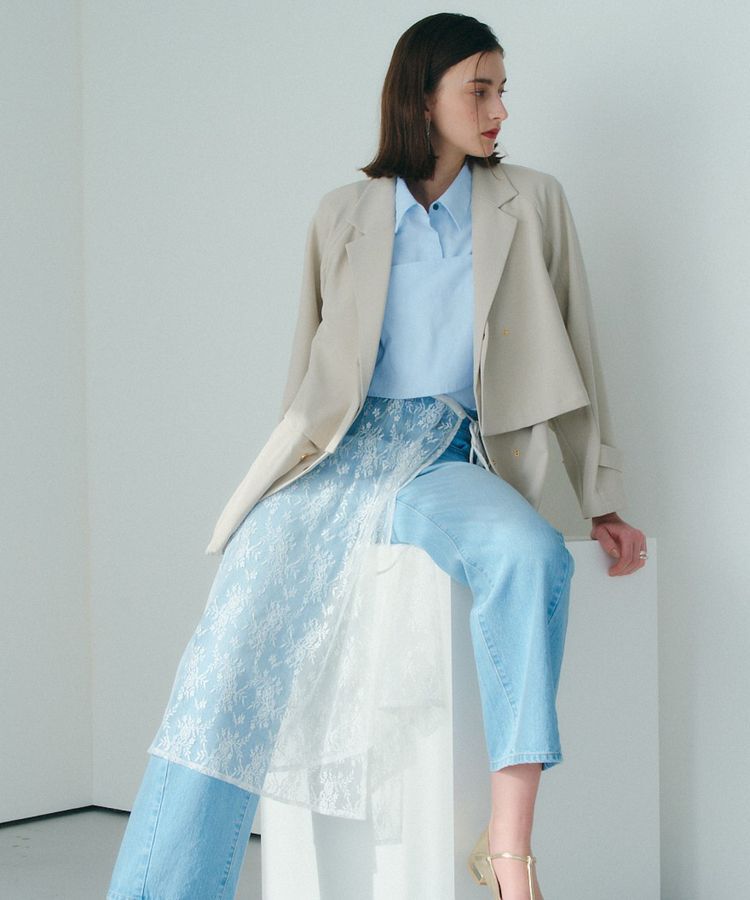 YECCA VECCA「サイドリボンレースレイヤードスカート」|スカート|