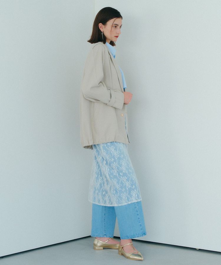 YECCA VECCA「サイドリボンレースレイヤードスカート」|スカート|