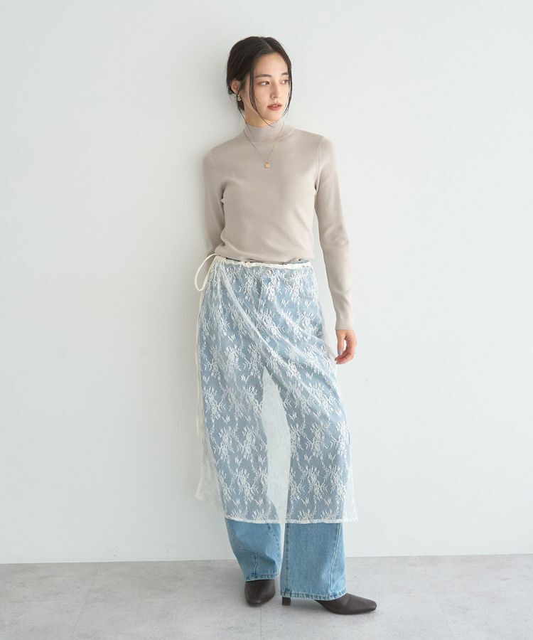 YECCA VECCA「サイドリボンレースレイヤードスカート」|スカート|