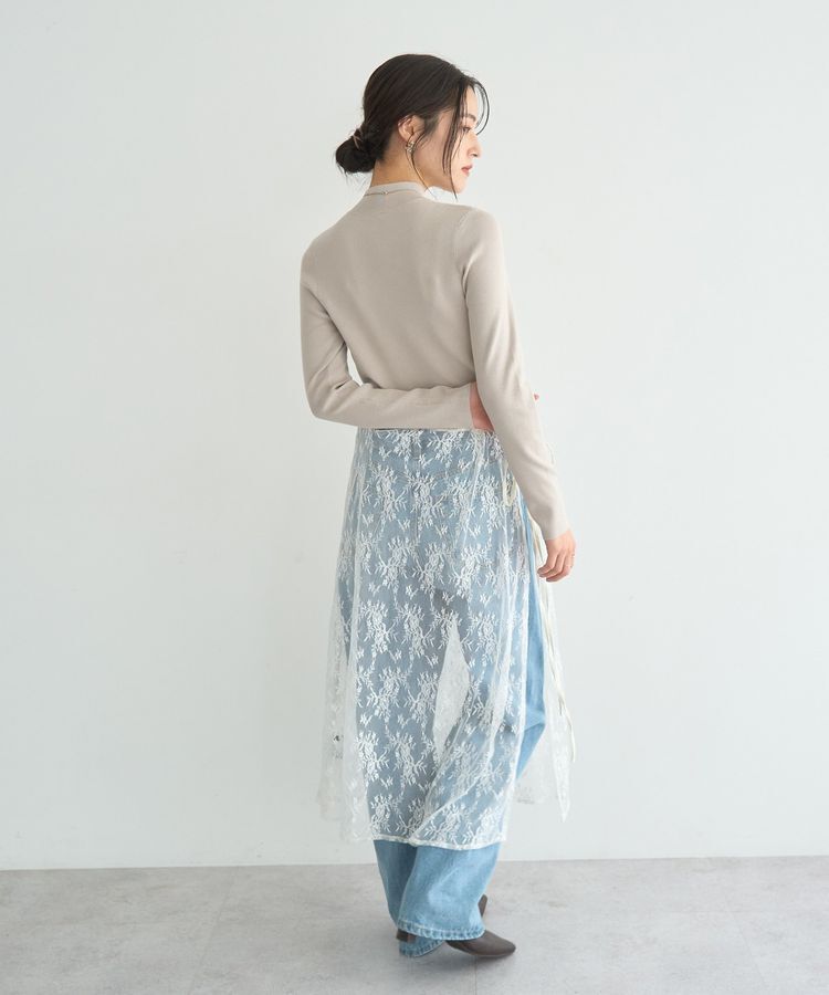 YECCA VECCA「サイドリボンレースレイヤードスカート」|スカート|