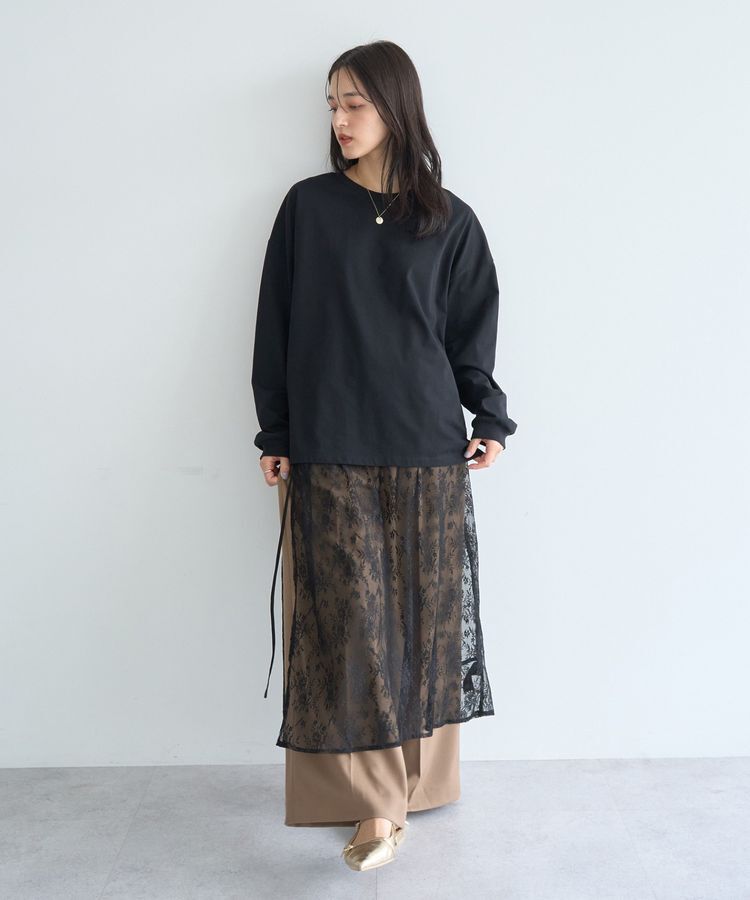 YECCA VECCA「サイドリボンレースレイヤードスカート」|スカート|