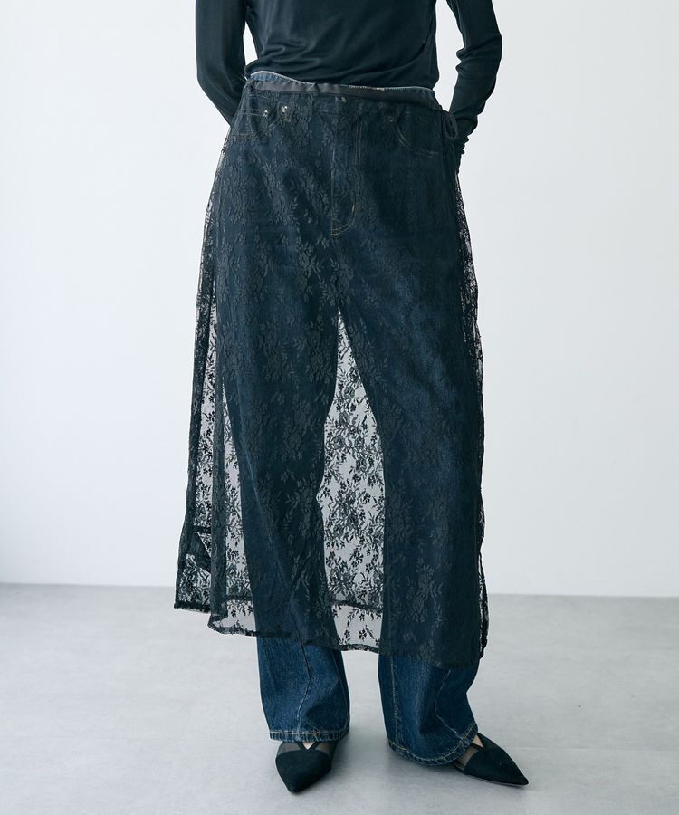 YECCA VECCA「サイドリボンレースレイヤードスカート」|スカート|